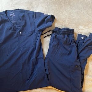 MIMS scrub set in navy blue size small top and bottom